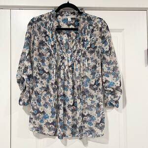 Lauren‎ Conrad Women's Floral Longsleeve Blouse with Ties Size XS